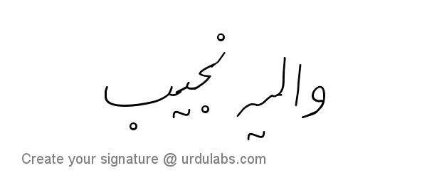 Urdu Hand Drawn Signature of Waliya Najib