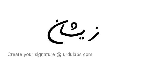 Urdu Hand Drawn Signature of Zeeshan